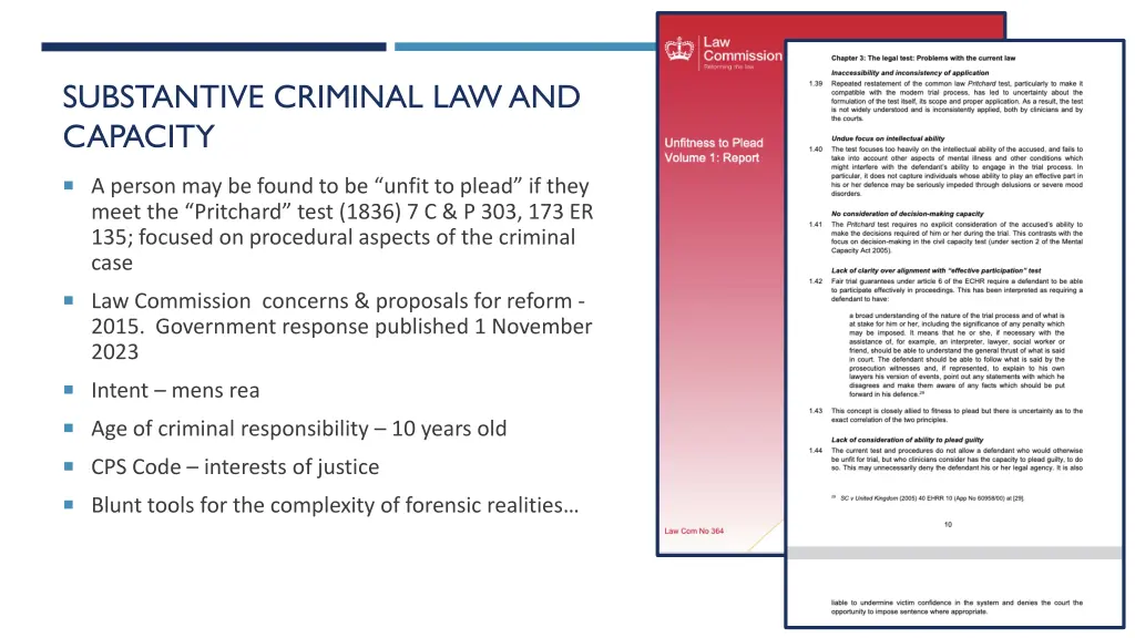 substantive criminal law and capacity
