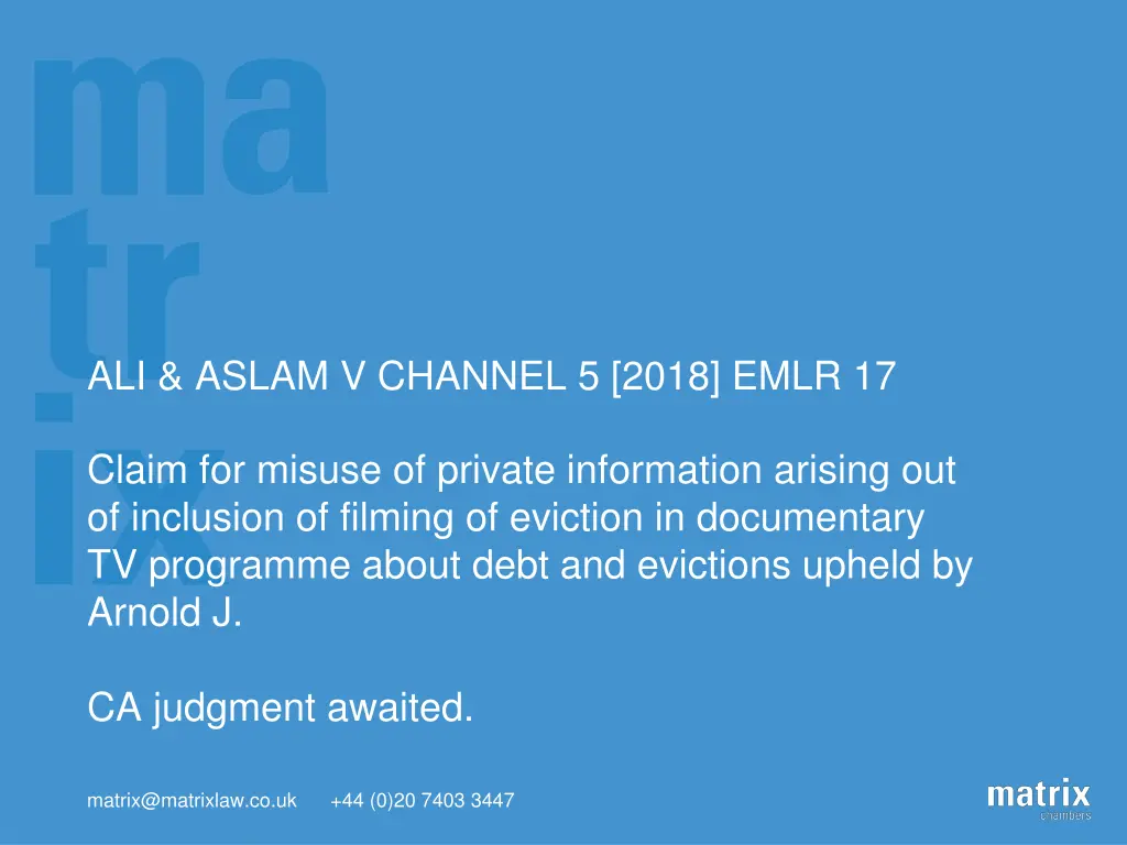 ali aslam v channel 5 2018 emlr 17