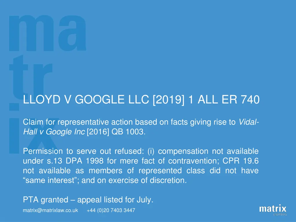 lloyd v google llc 2019 1 all er 740