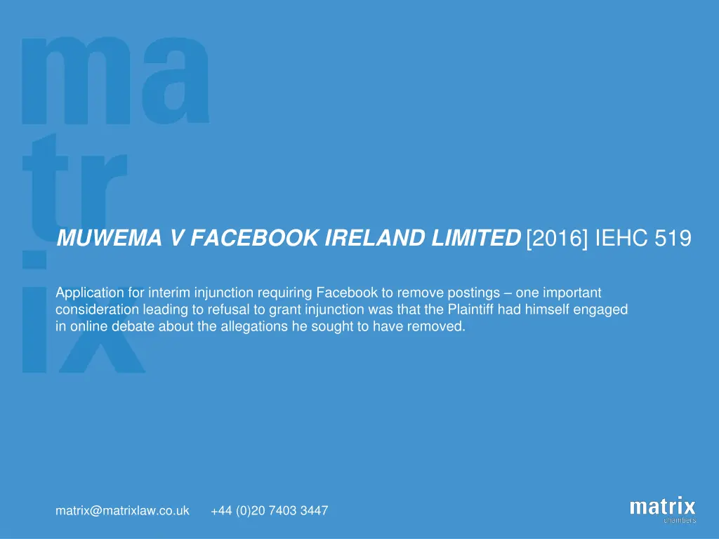 muwema v facebook ireland limited 2016 iehc 519