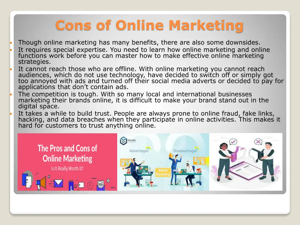 cons of online marketing