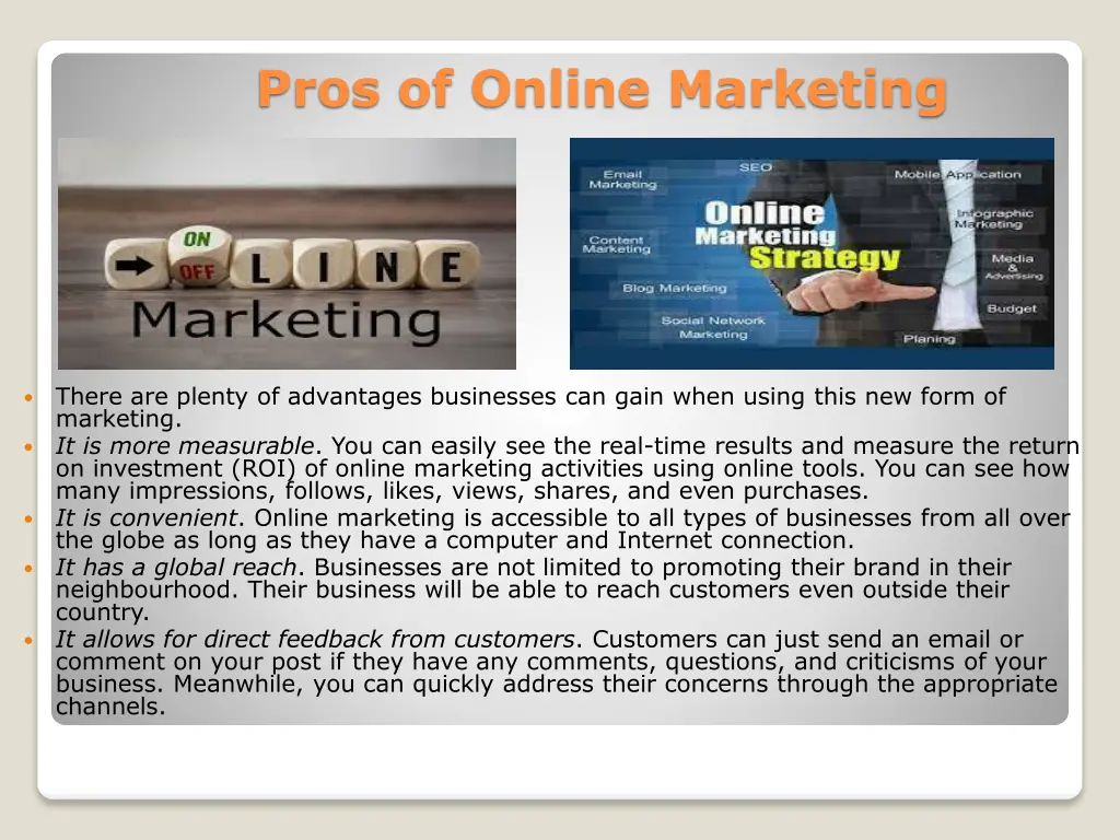 pros of online marketing