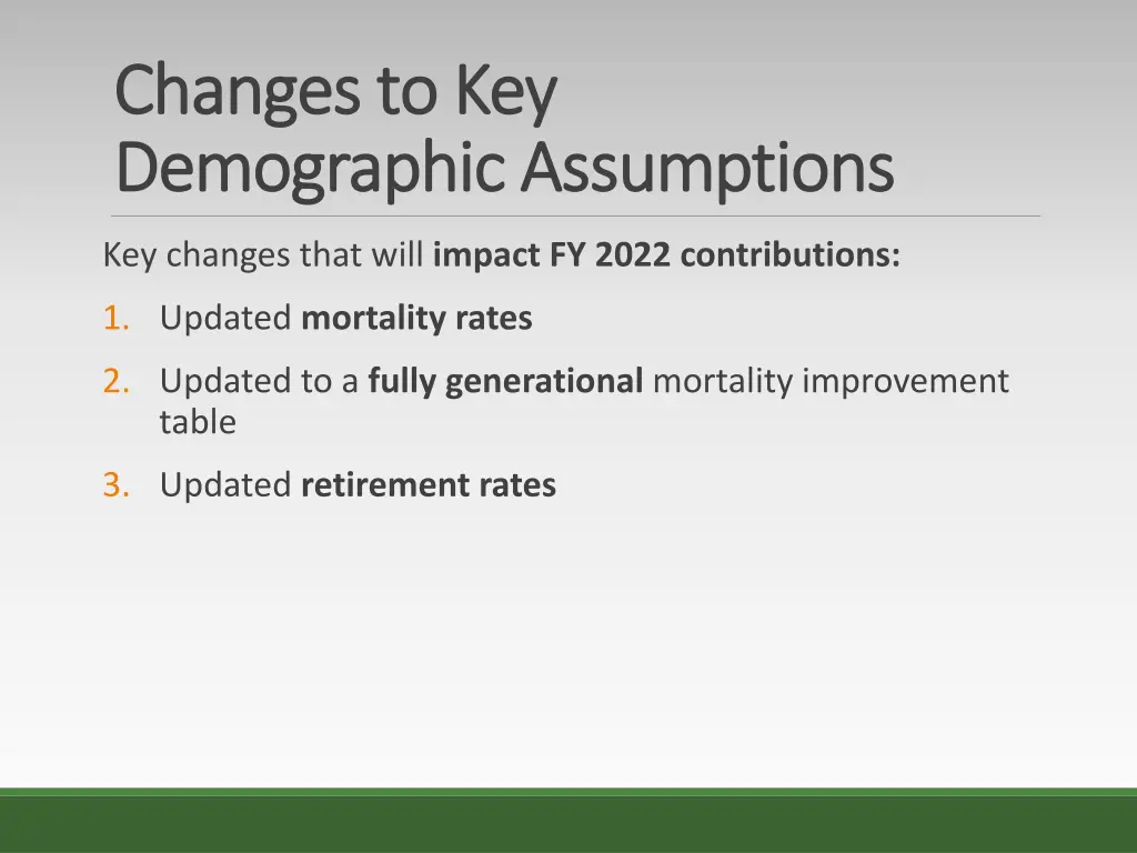 changes to key changes to key demographic