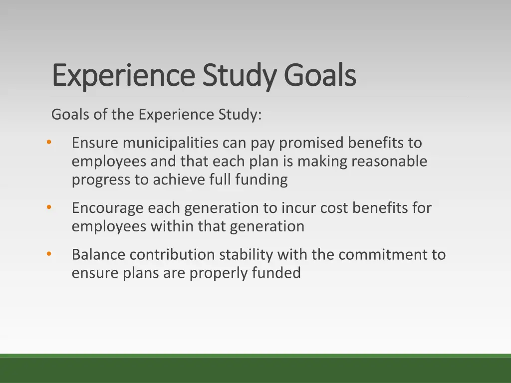 experience study goals experience study goals