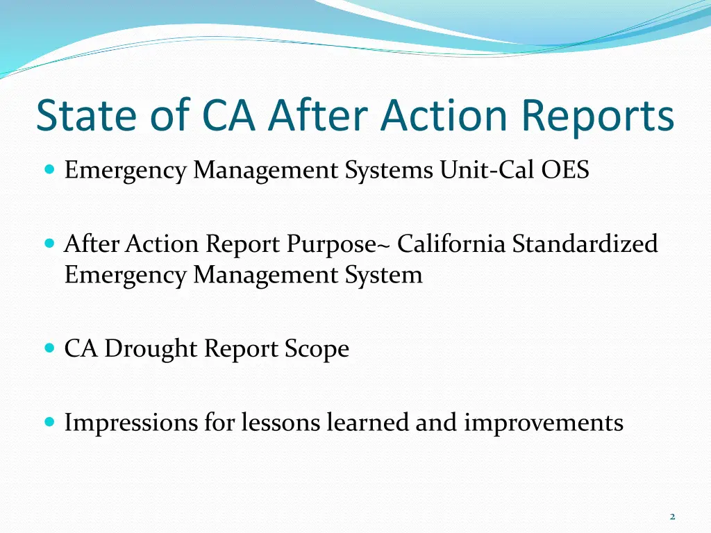 state of ca after action reports