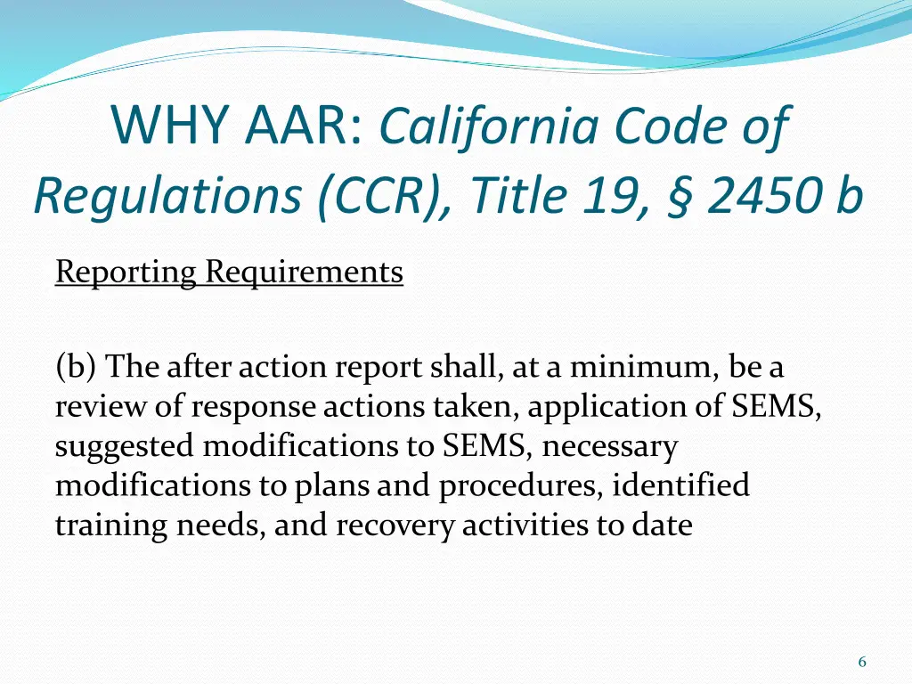 why aar california code of regulations ccr title