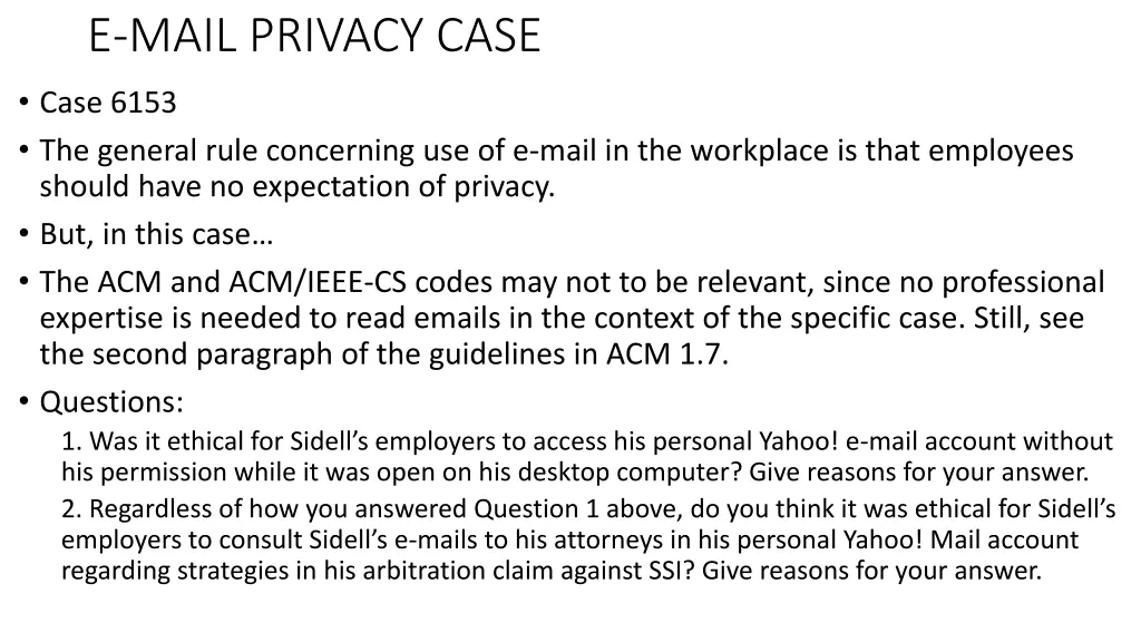 e mail privacy case