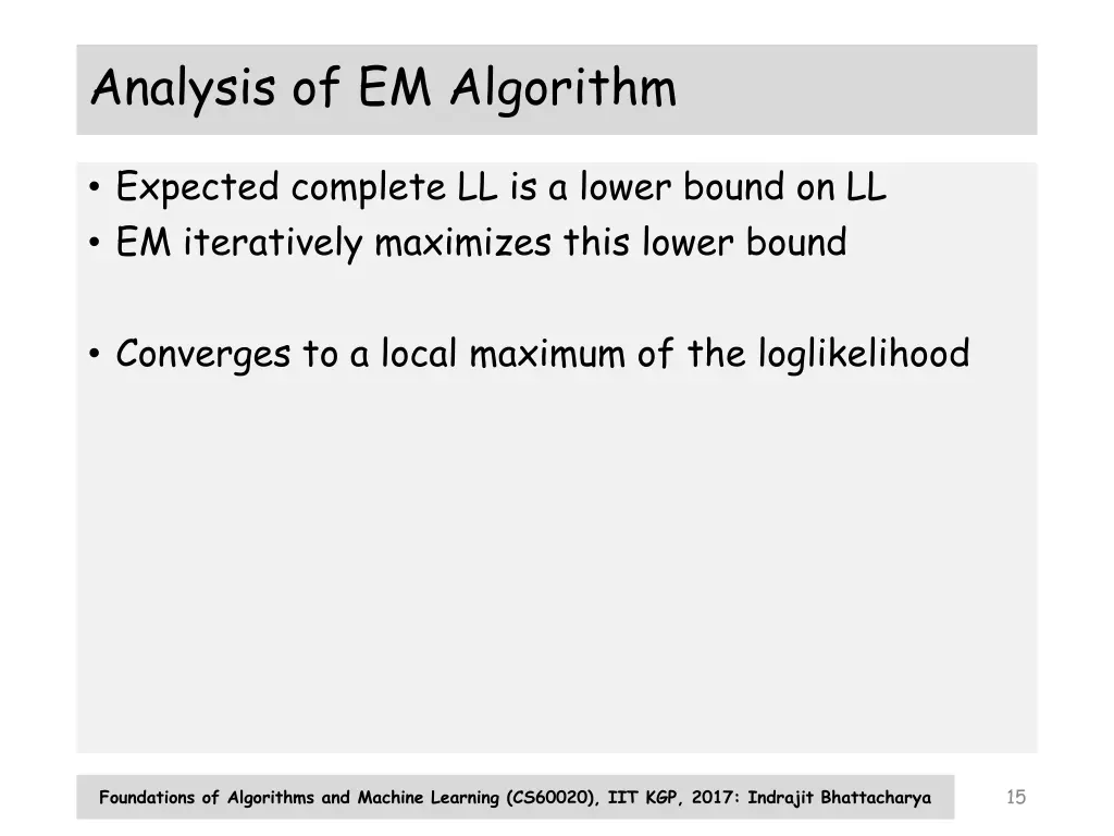 analysis of em algorithm