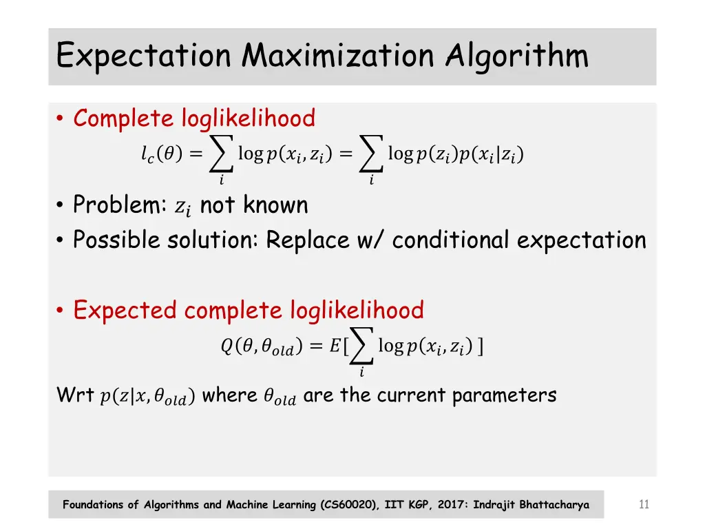 expectation maximization algorithm 1