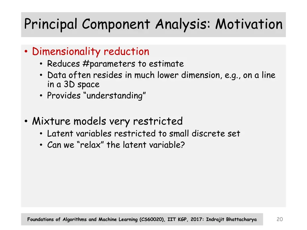 principal component analysis motivation