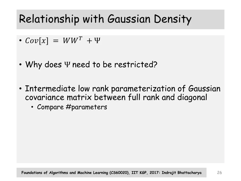 relationship with gaussian density