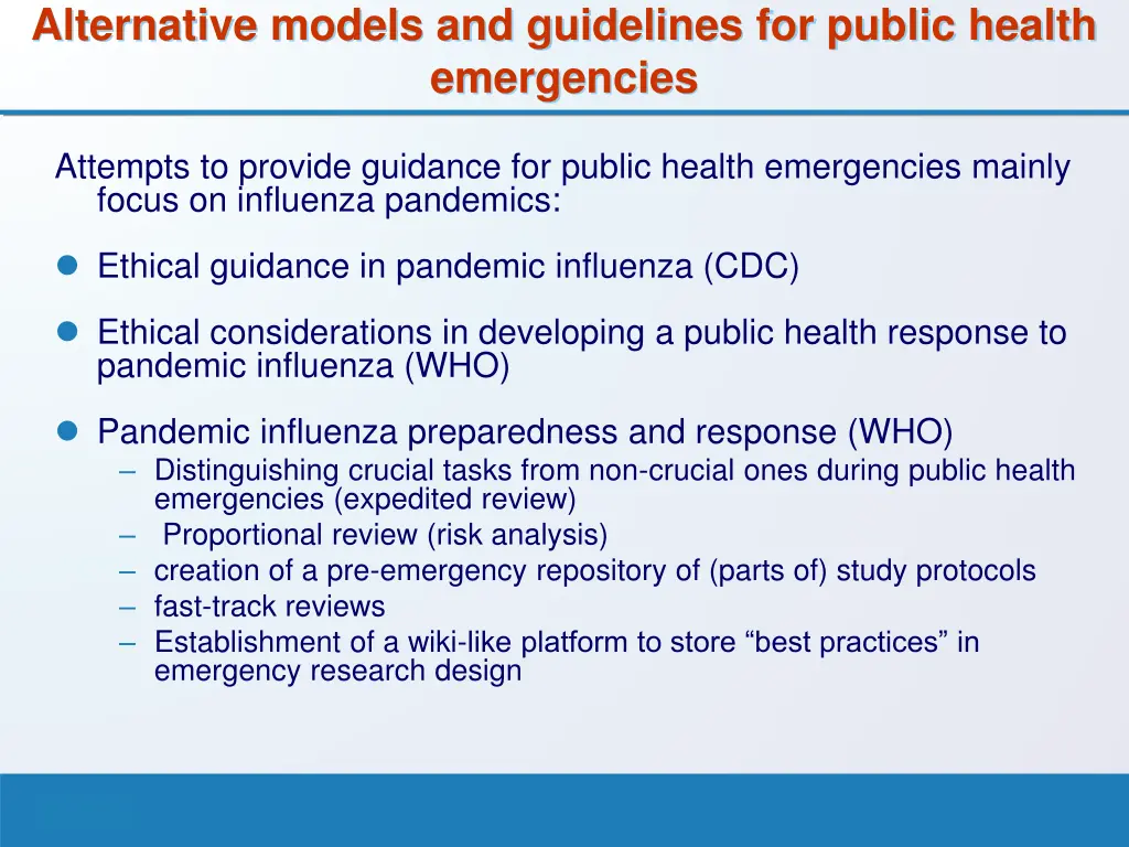 alternative models and guidelines for public