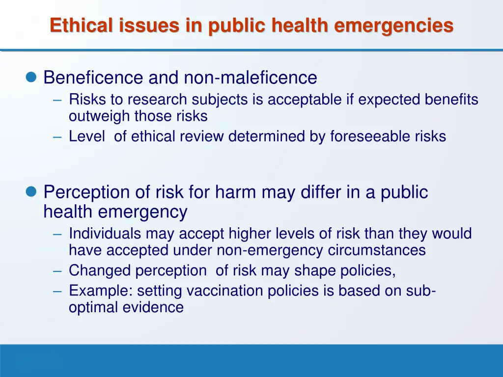 ethical issues in public health emergencies