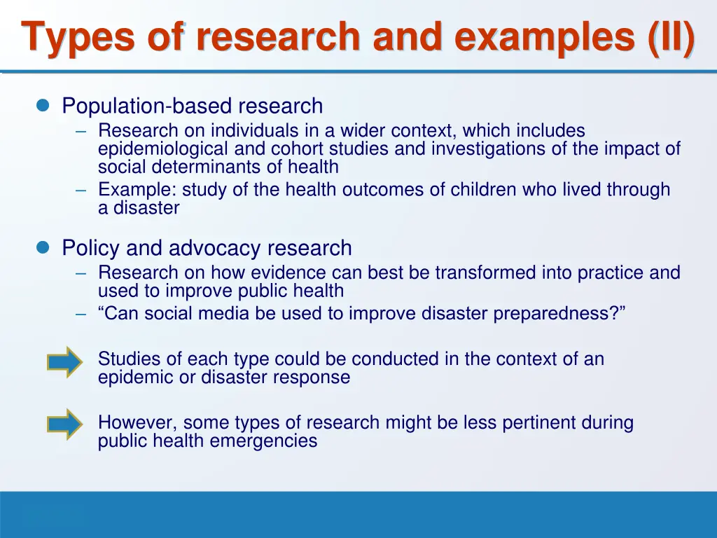 types of research and examples ii