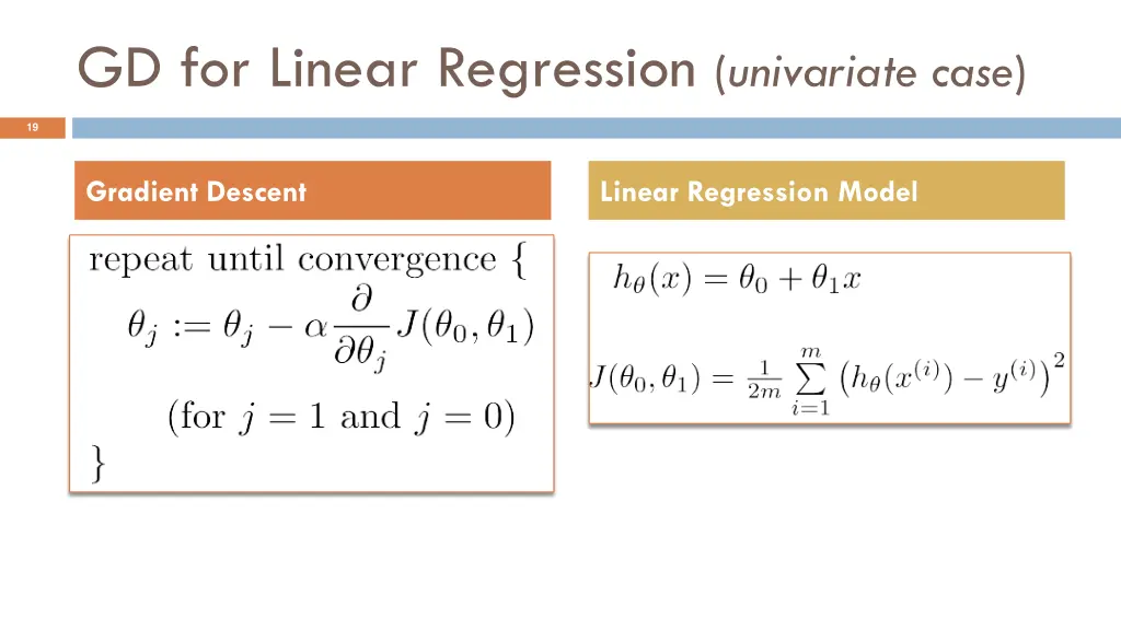 gd for linear regression univariate case