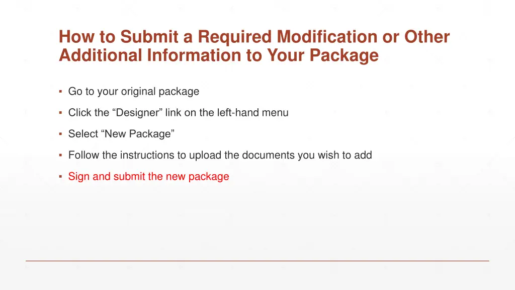 how to submit a required modification or other