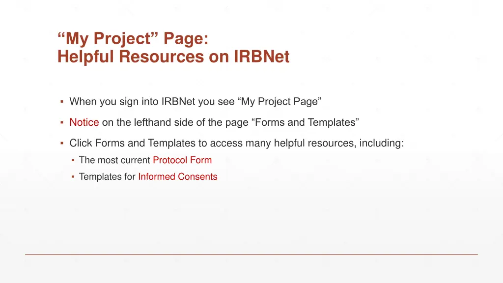 my project page helpful resources on irbnet