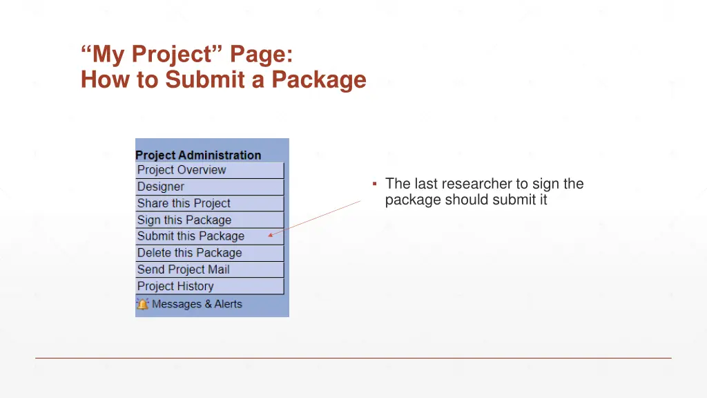 my project page how to submit a package 5