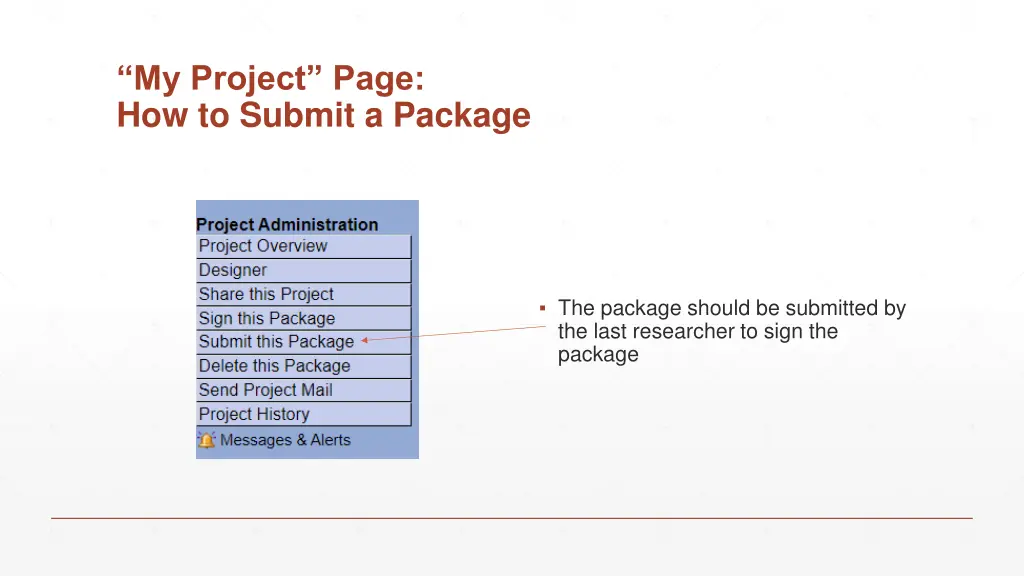 my project page how to submit a package 6