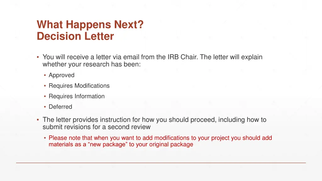 what happens next decision letter