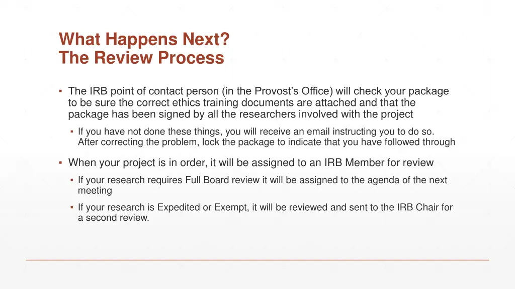 what happens next the review process