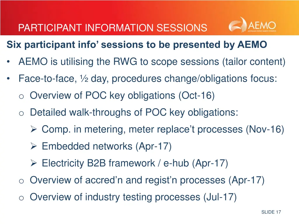 participant information sessions