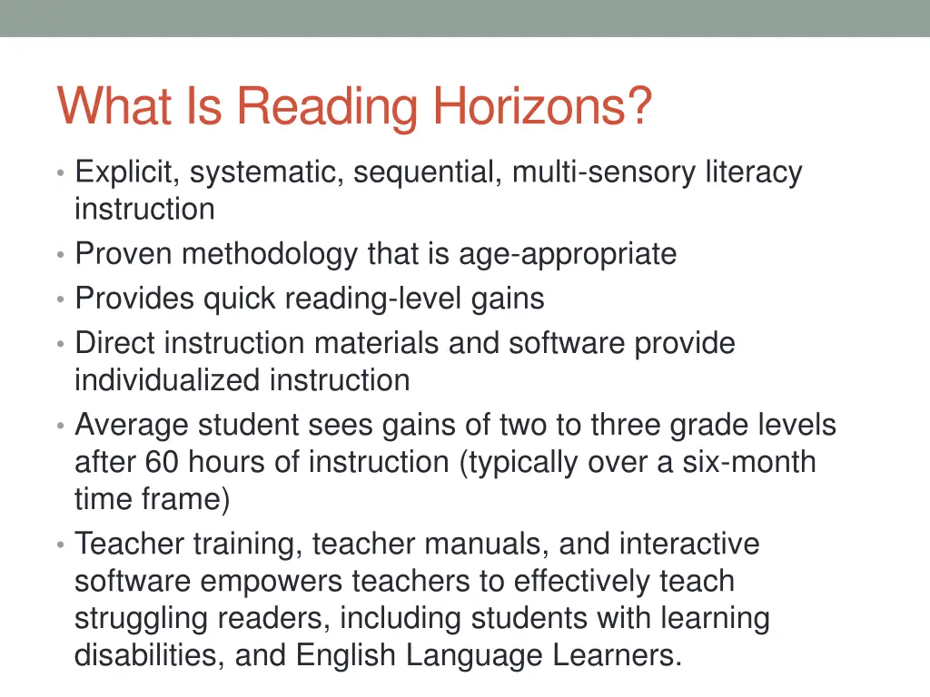 what is reading horizons