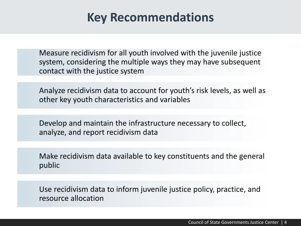 key recommendations