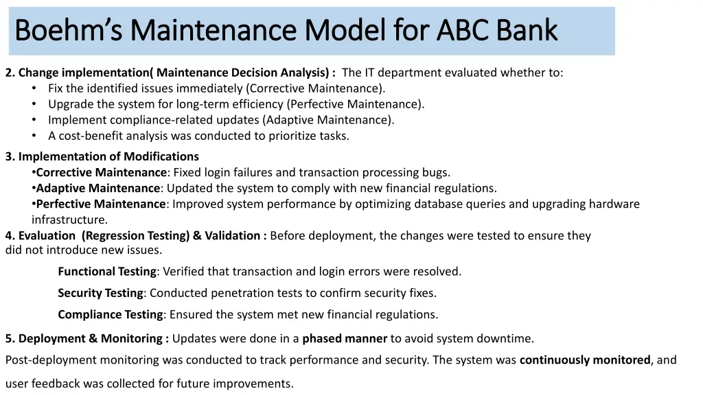 boehm s maintenance model for abc bank boehm