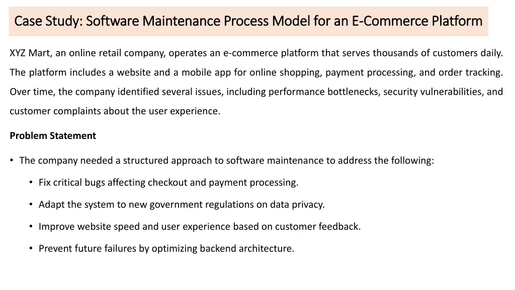 case study software maintenance process model