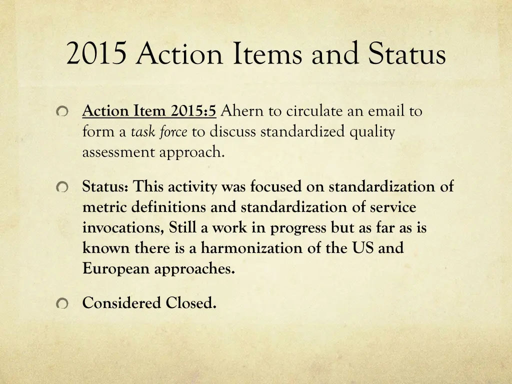 2015 action items and status 4