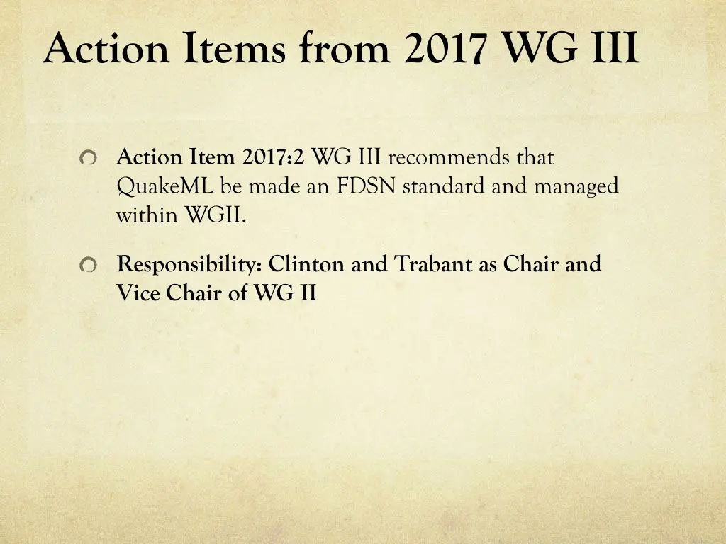 action items from 2017 wg iii 1