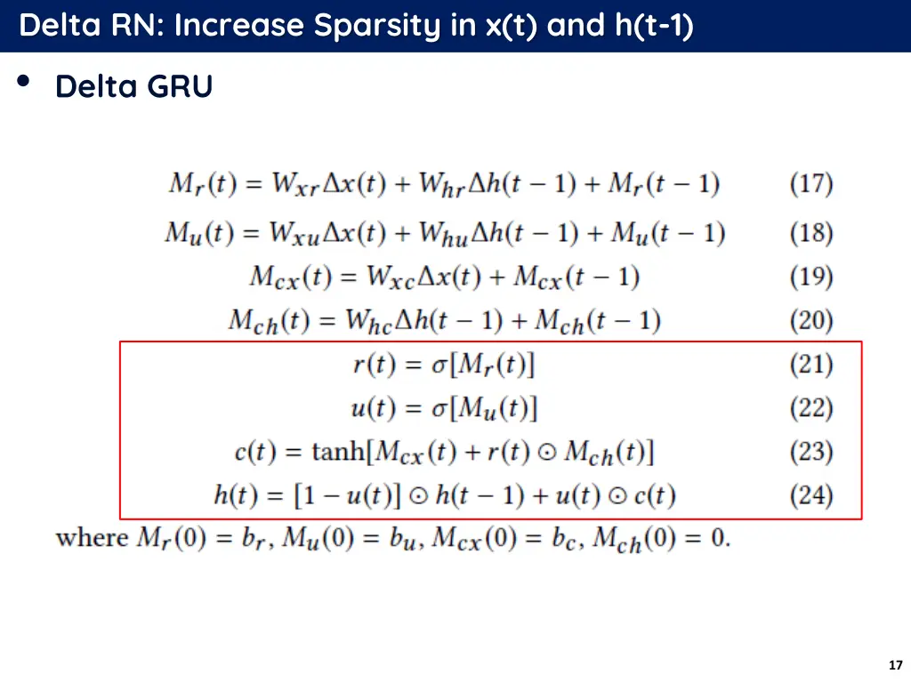 delta rn increase sparsity in x t and h t 1 1