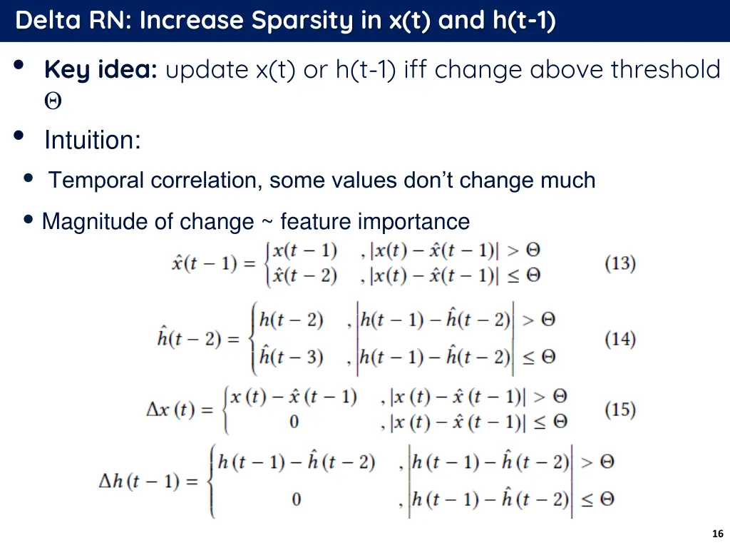 delta rn increase sparsity in x t and h t 1