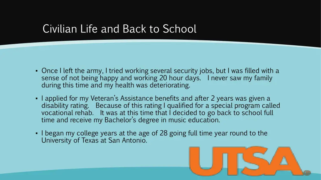 civilian life and back to school