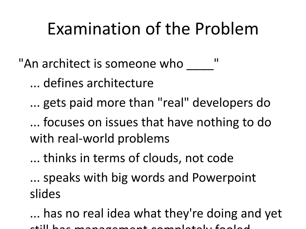 examination of the problem 1