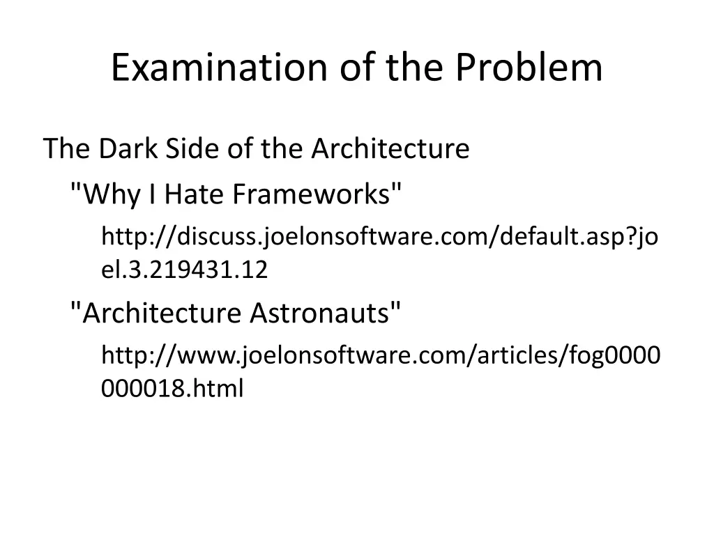 examination of the problem