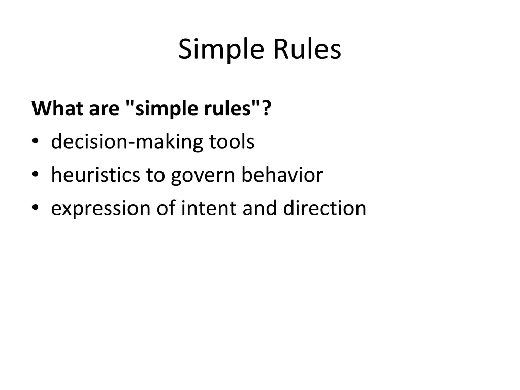 simple rules
