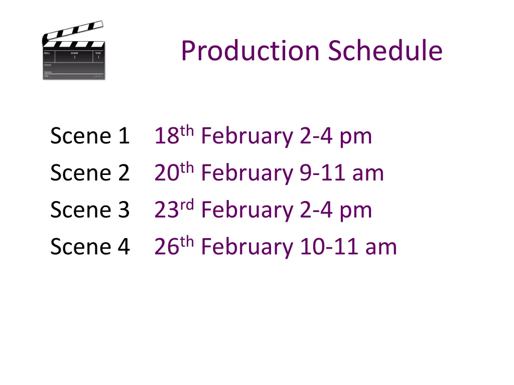 production schedule 1