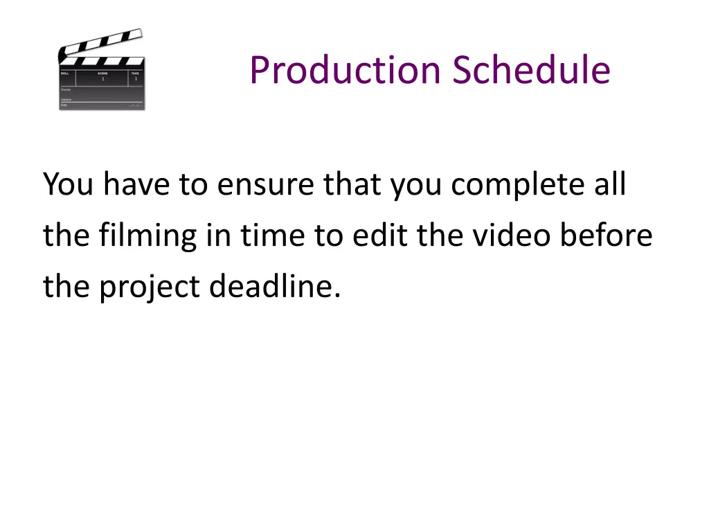production schedule 2