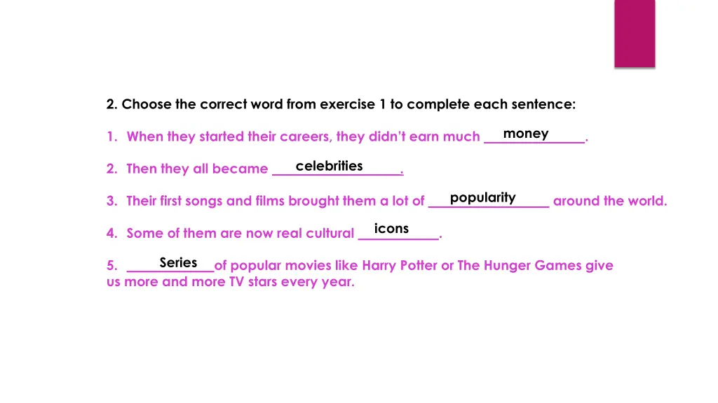 2 choose the correct word from exercise