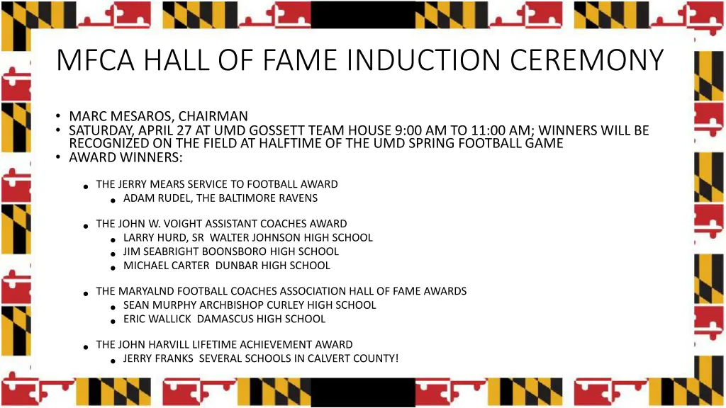 mfca hall of fame induction ceremony