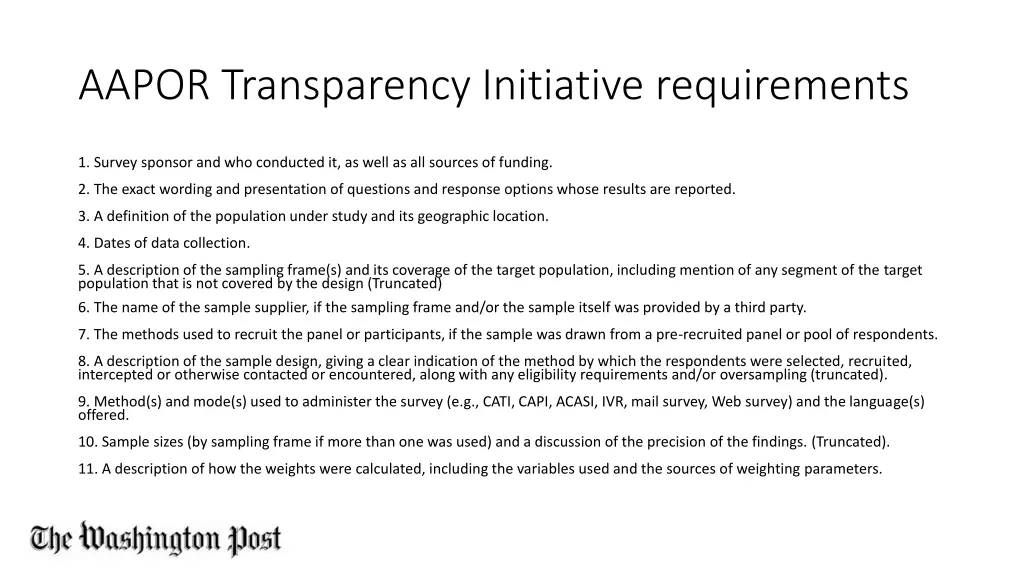 aapor transparency initiative requirements