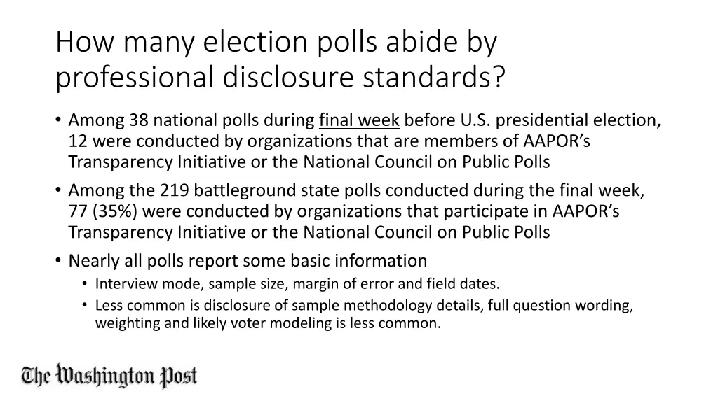 how many election polls abide by professional