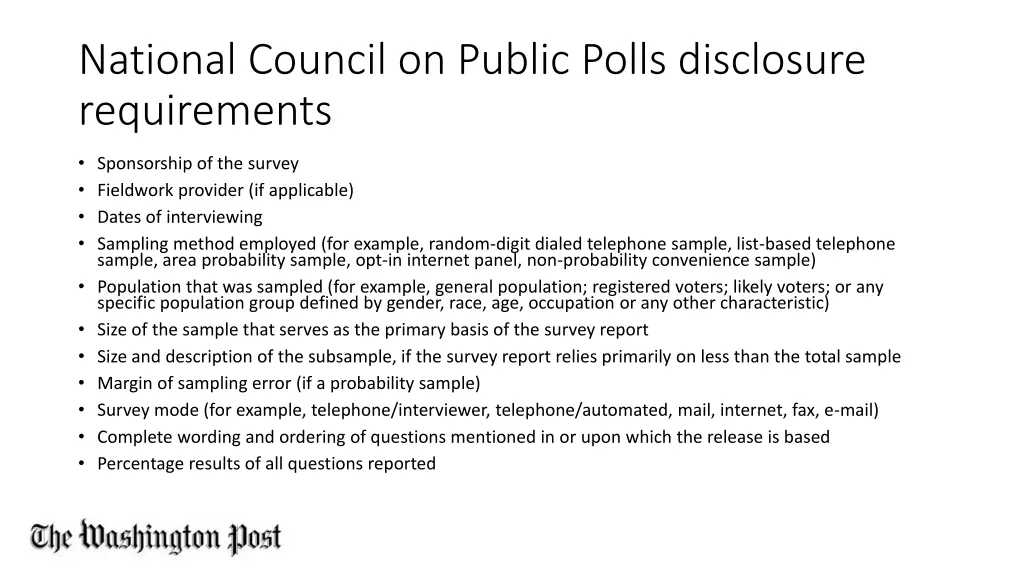national council on public polls disclosure