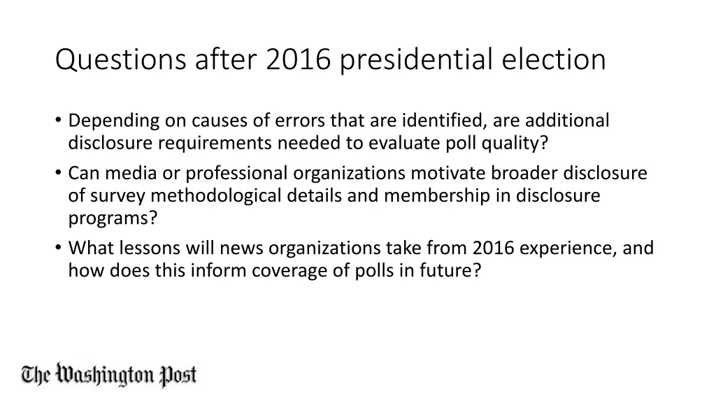 questions after 2016 presidential election