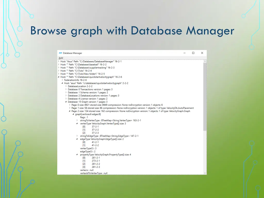 browse graph with database manager