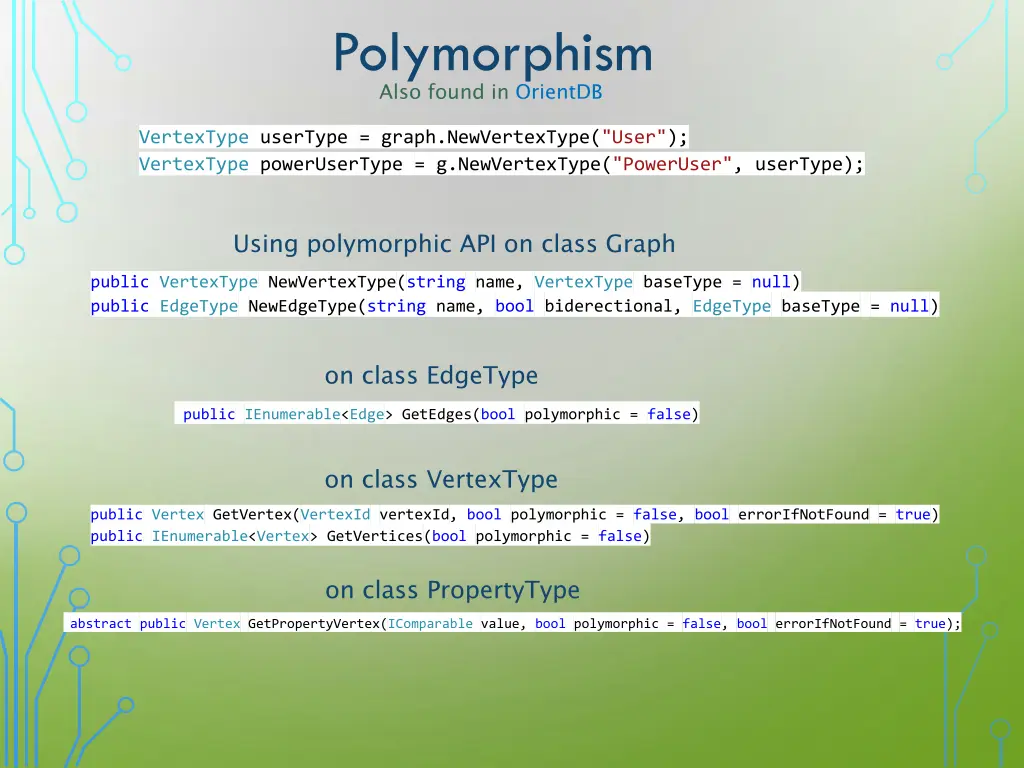 polymorphism also found in orientdb