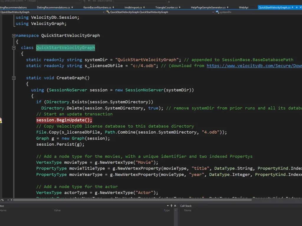 quick start sample application