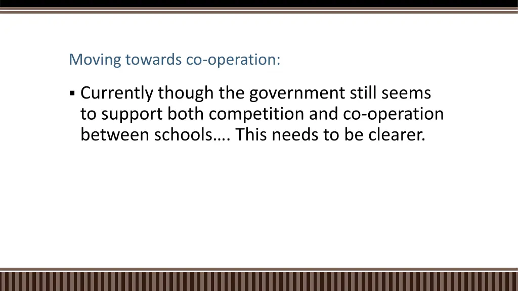 moving towards co operation